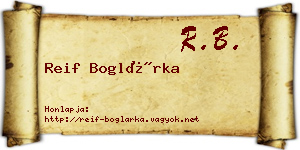 Reif Boglárka névjegykártya