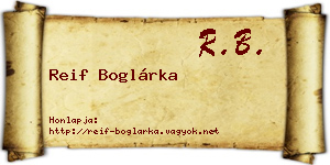 Reif Boglárka névjegykártya